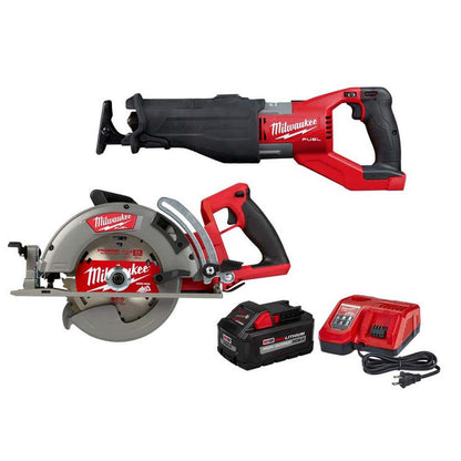 M18 FUEL 18V Lithium-Ion Brushless Cordless Super SAWZALL w/7-1/4 in. Circ Saw & 8.0ah Starter Kit
