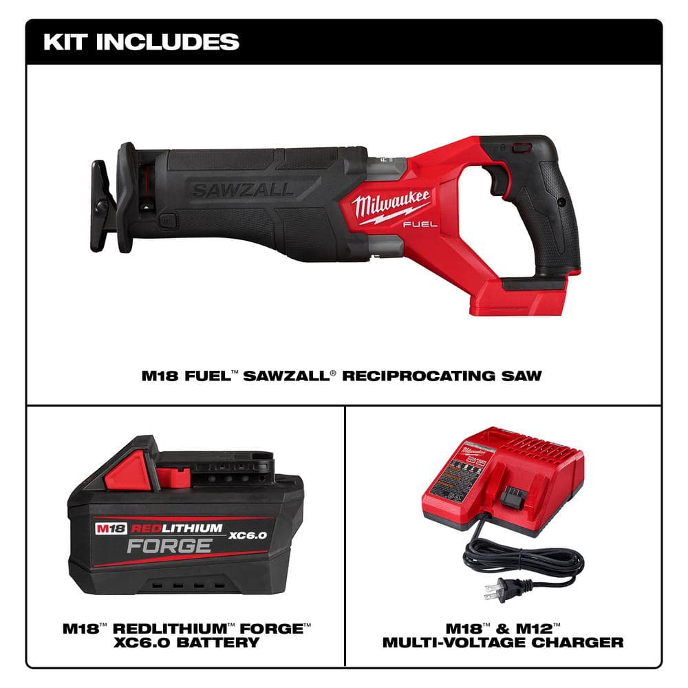 M18 FUEL 18-V Lithium-Ion Brushless Cordless Sawzall Reciprocating Saw Kit with (1) FORGE 6.0Ah Battery