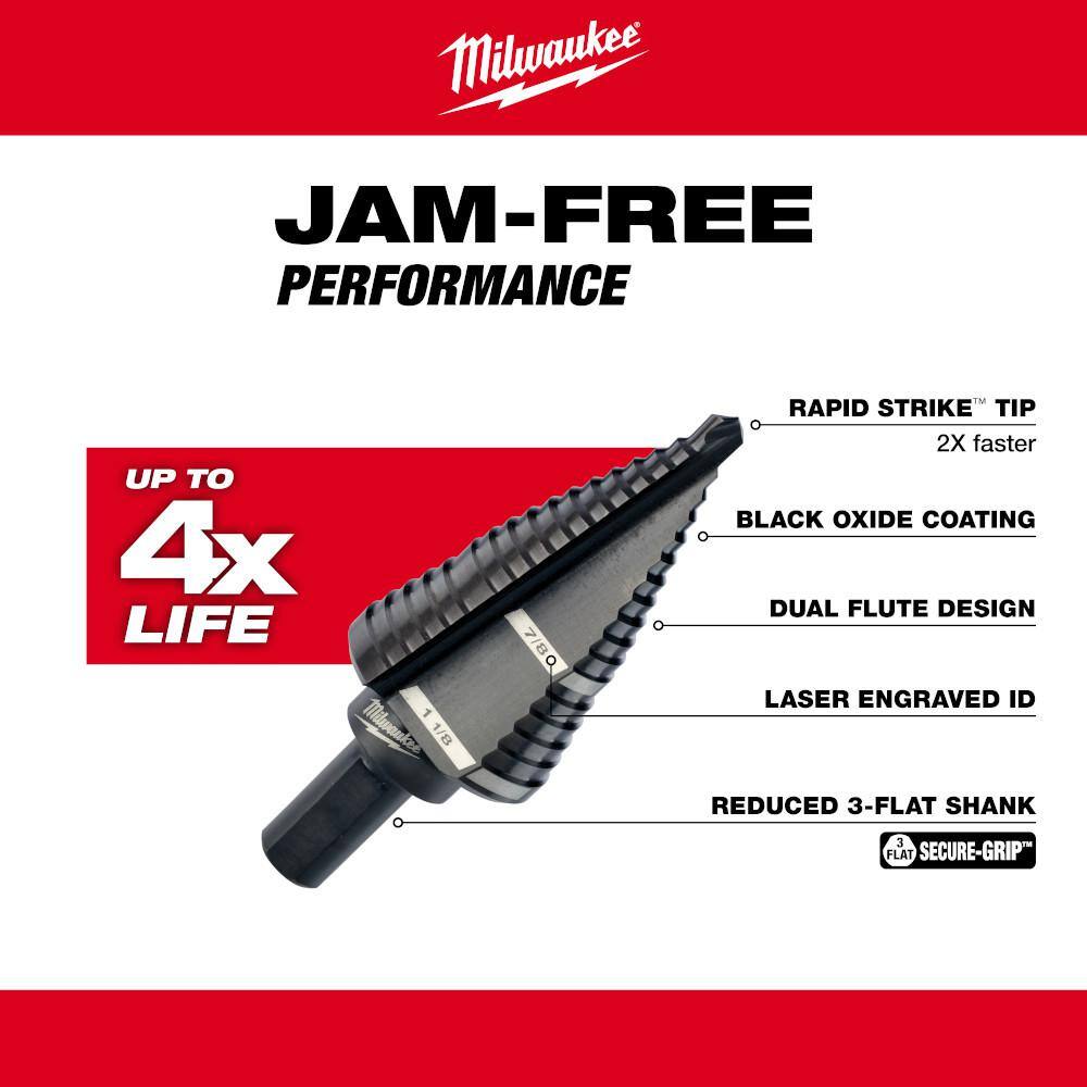 7/8 in. - 1-1/8 in. #9 Black Oxide Step Drill Bit (2-Steps)