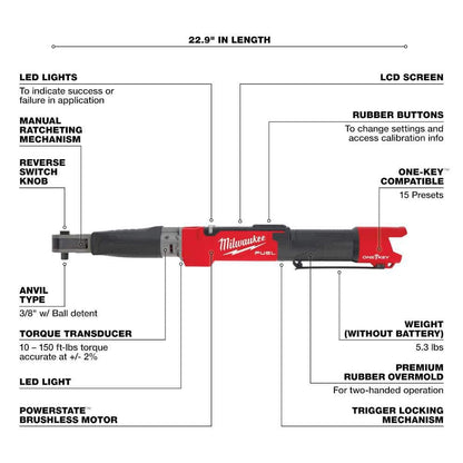 M12 FUEL ONE-KEY 12-Volt Lithium-Ion Brushless Cordless 3/8 in. Digital Torque Wrench (Tool-Only)