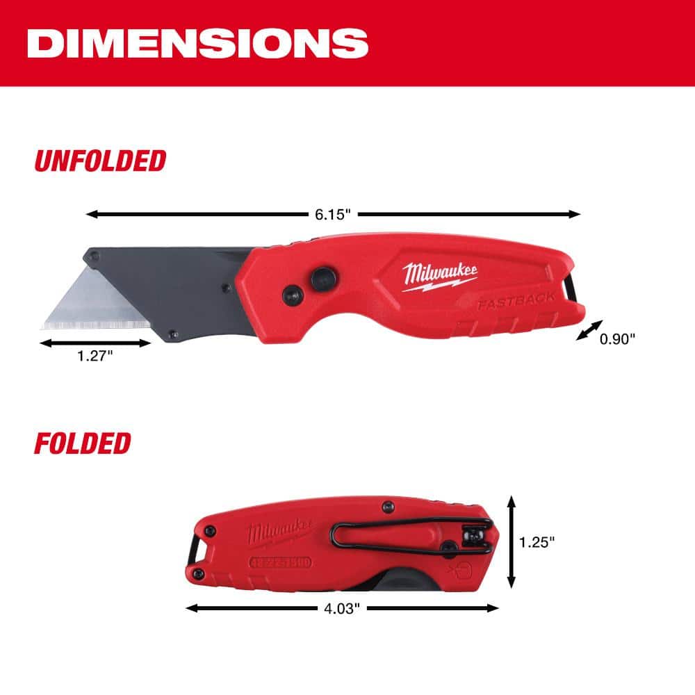 FASTBACK Folding Utility Knife and Compact Folding Utility Knife with Blade Storage and Gut Hook (2-Piece)