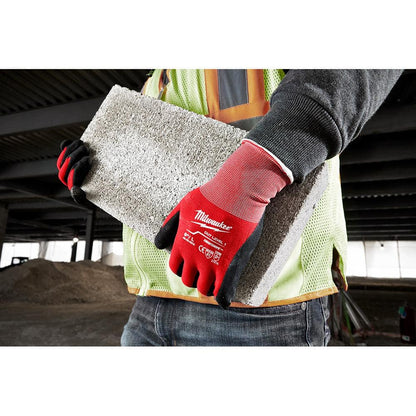 Medium Red Nitrile Level 1 Cut Resistant Dipped Work Gloves