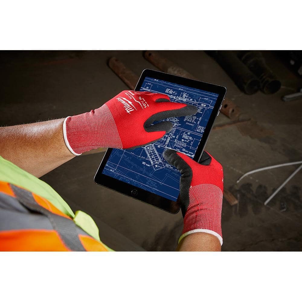 Medium Red Nitrile Level 1 Cut Resistant Dipped Work Gloves