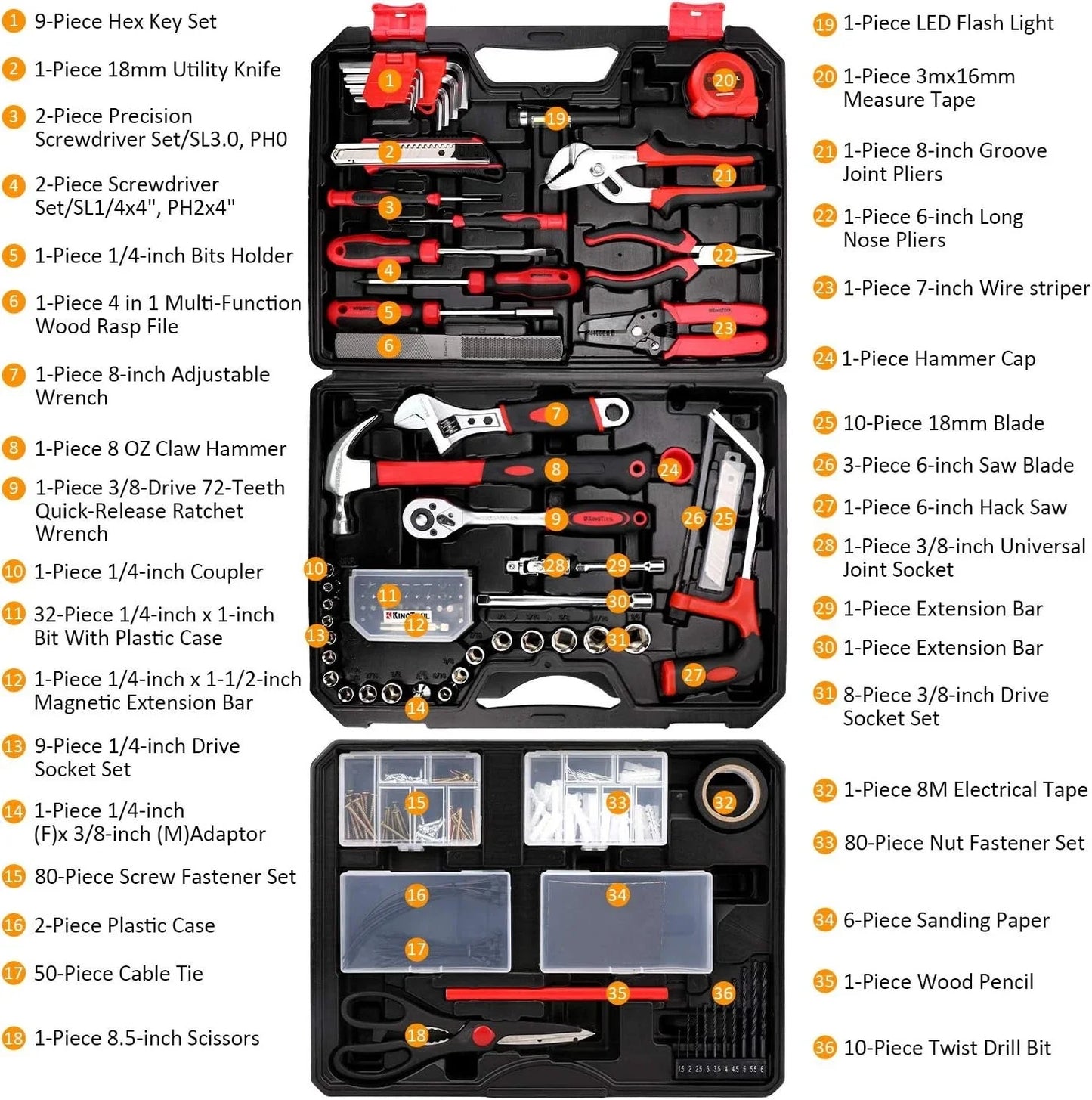 KingTool 325 Piece Home Repair Tool Kit, General Home/Auto Repair Tool Set